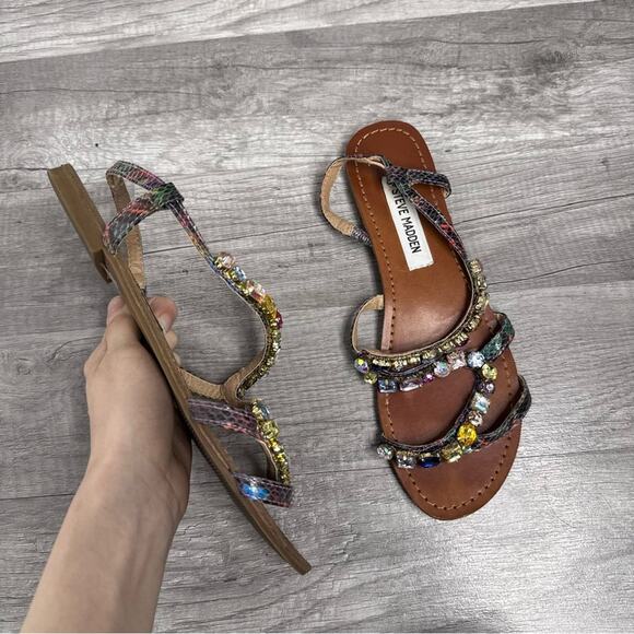 Steve Madden Jewel Sandals Blazzzed Flats Size 8 - Picture 2 of 8